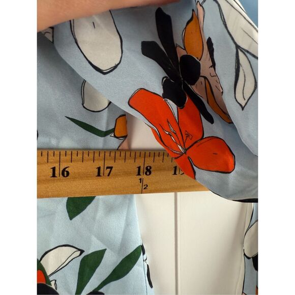 Parker Silk Carlotta Floral Blouse Light Blue MoonDance Size XS - Picture 8 of 8